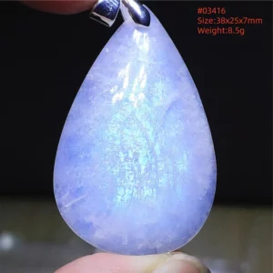 Natural Blue Light Moonstone Water Drop Pendant Necklace - Image 10