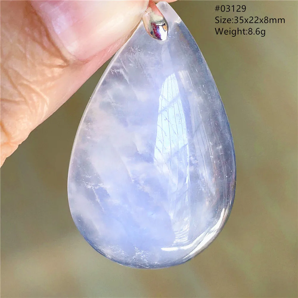 Natural Blue Light Moonstone Water Drop Pendant Necklace