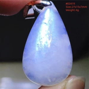 Natural Blue Light Moonstone Water Drop Pendant Necklace - Image 12