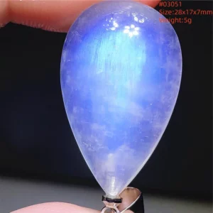 Natural Blue Light Moonstone Water Drop Pendant Necklace - Image 51