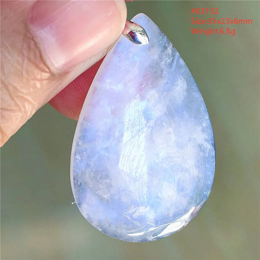 Natural Blue Light Moonstone Water Drop Pendant Necklace