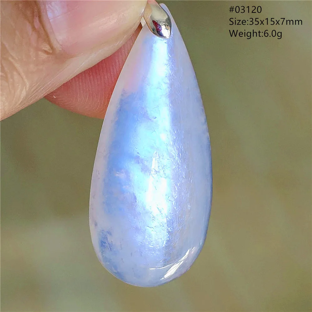 Natural Blue Light Moonstone Water Drop Pendant Necklace