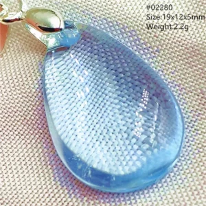 Natural Blue Topaz Crystal Water Drop Pendant Necklace - Image 47