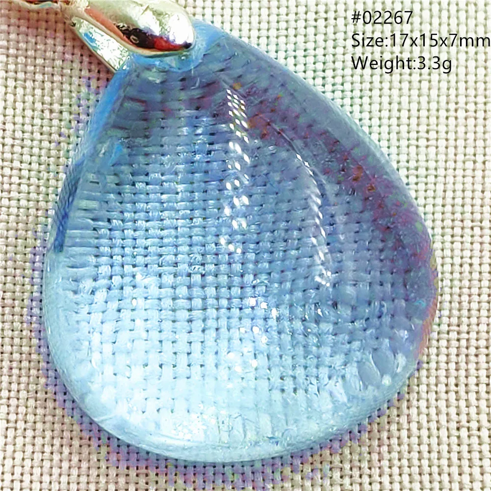 Natural Blue Topaz Crystal Water Drop Pendant Necklace