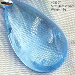 Natural Blue Topaz Crystal Water Drop Pendant Necklace - Image 19