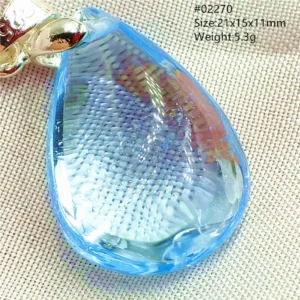 Natural Blue Topaz Crystal Water Drop Pendant Necklace - Image 28