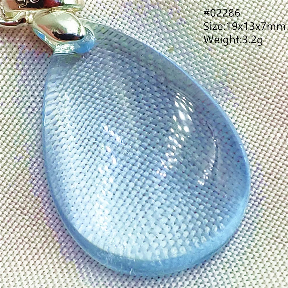 Natural Blue Topaz Crystal Water Drop Pendant Necklace