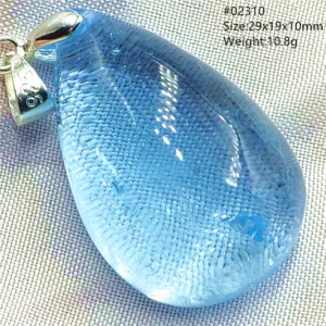 Natural Blue Topaz Crystal Water Drop Pendant Necklace - Image 10