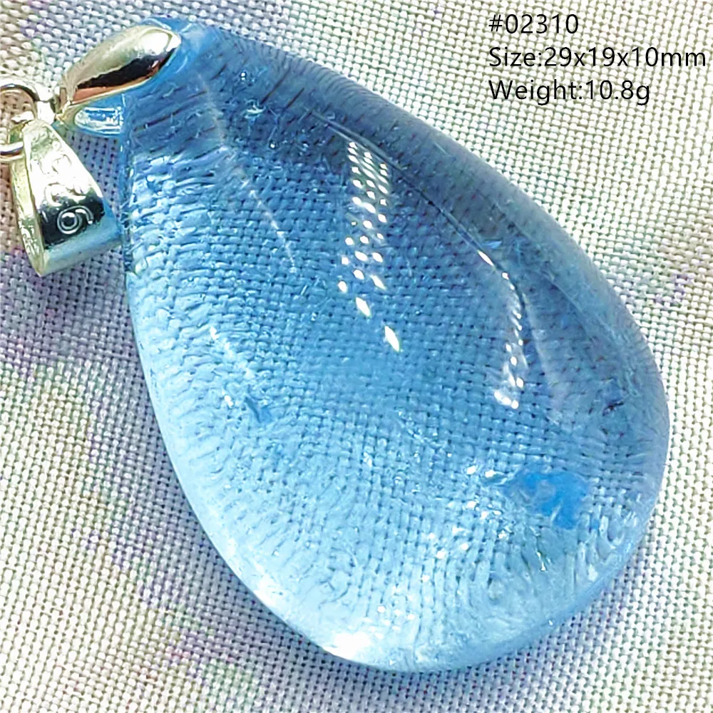 Natural Blue Topaz Crystal Water Drop Pendant Necklace