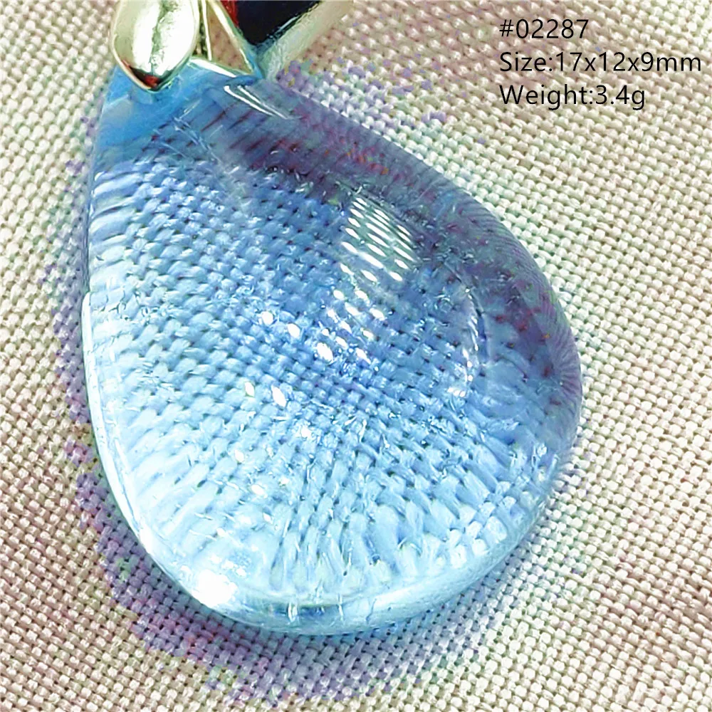 Natural Blue Topaz Crystal Water Drop Pendant Necklace