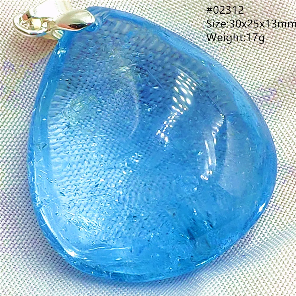 Natural Blue Topaz Crystal Water Drop Pendant Necklace