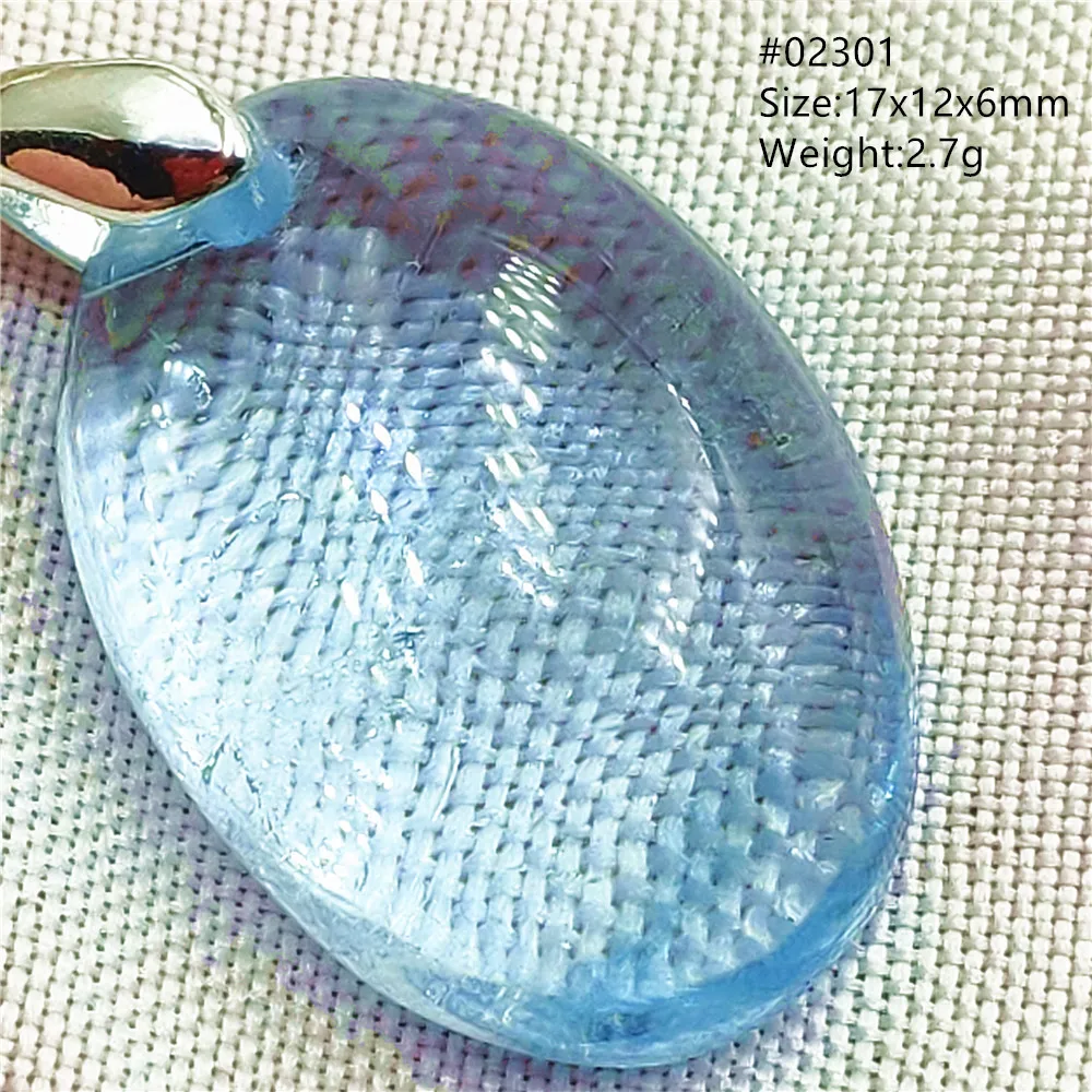 Natural Blue Topaz Crystal Water Drop Pendant Necklace