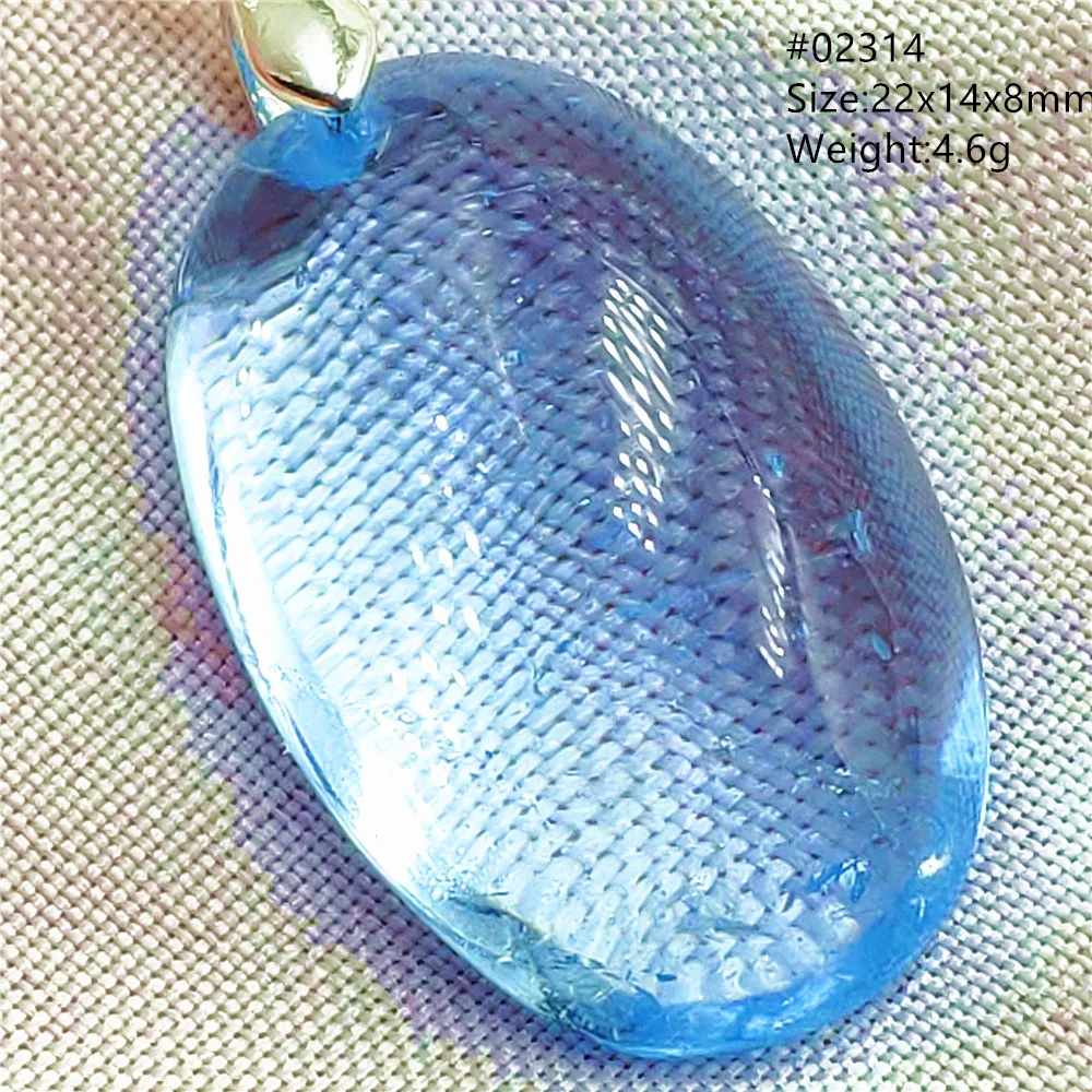 Natural Blue Topaz Crystal Water Drop Pendant Necklace