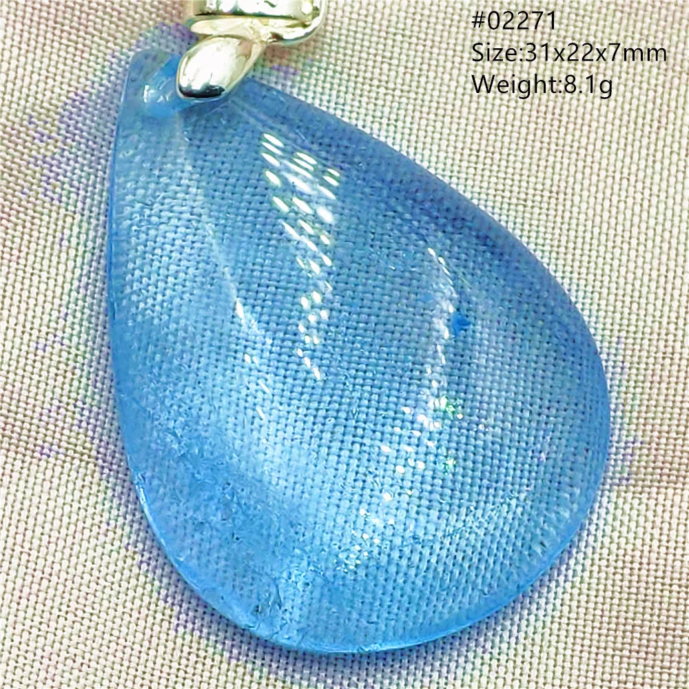 Natural Blue Topaz Crystal Water Drop Pendant Necklace