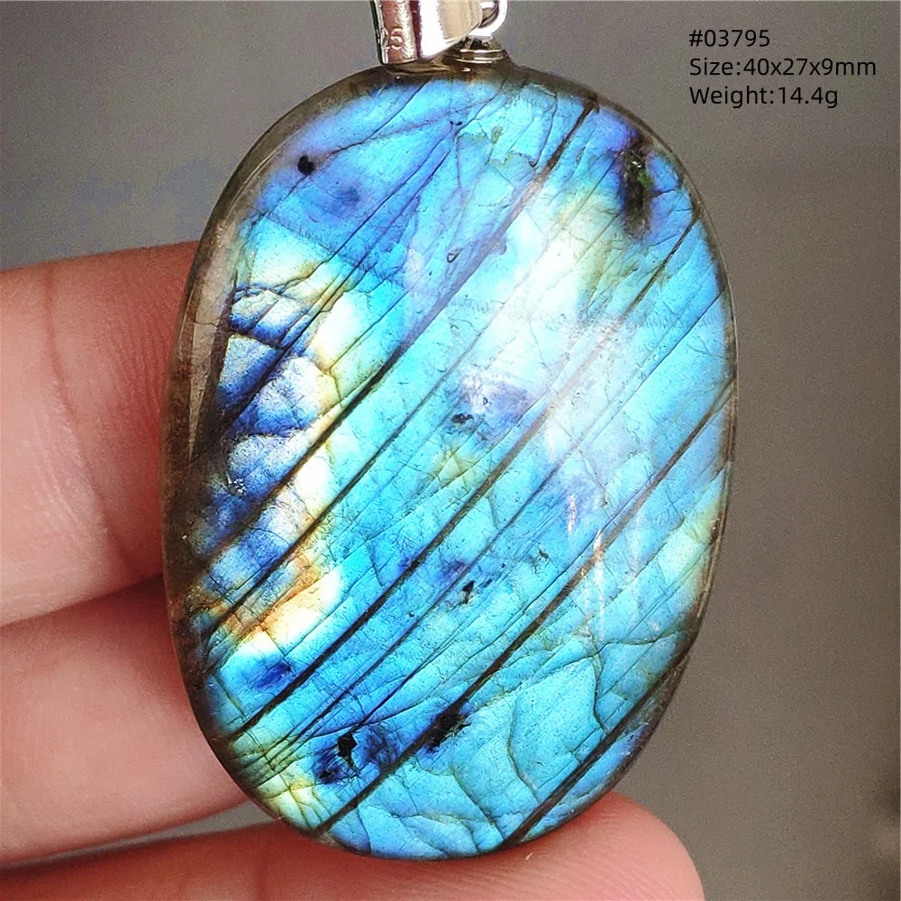 Labradorite Water Drop Pendant, Blue Light Necklace for Her & Him