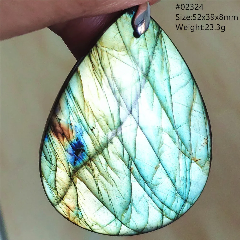 Labradorite Water Drop Pendant, Blue Light Necklace for Her & Him