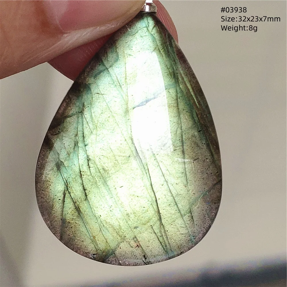 Labradorite Water Drop Pendant, Blue Light Necklace for Her & Him