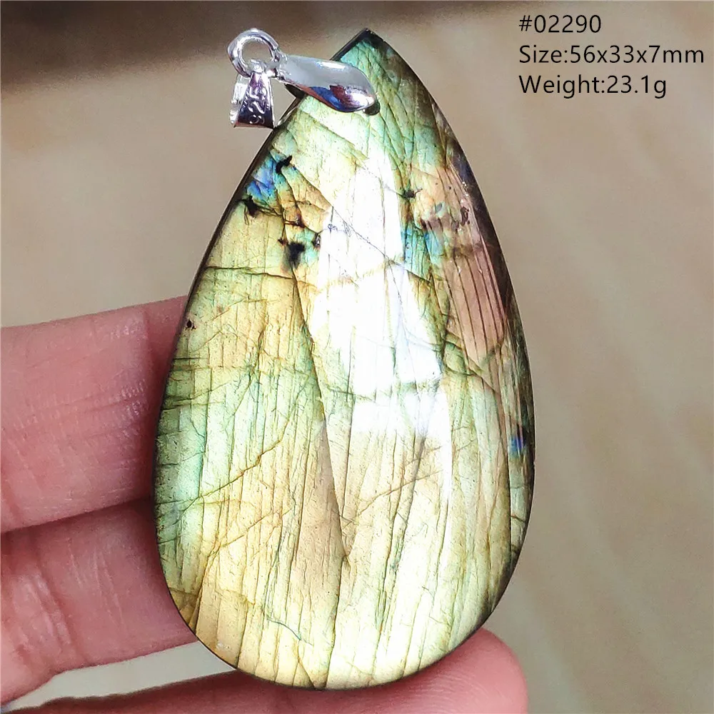 Labradorite Water Drop Pendant, Blue Light Necklace for Her & Him