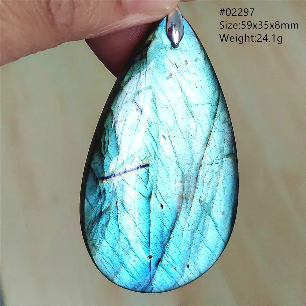 Labradorite Water Drop Pendant, Blue Light Necklace for Her & Him