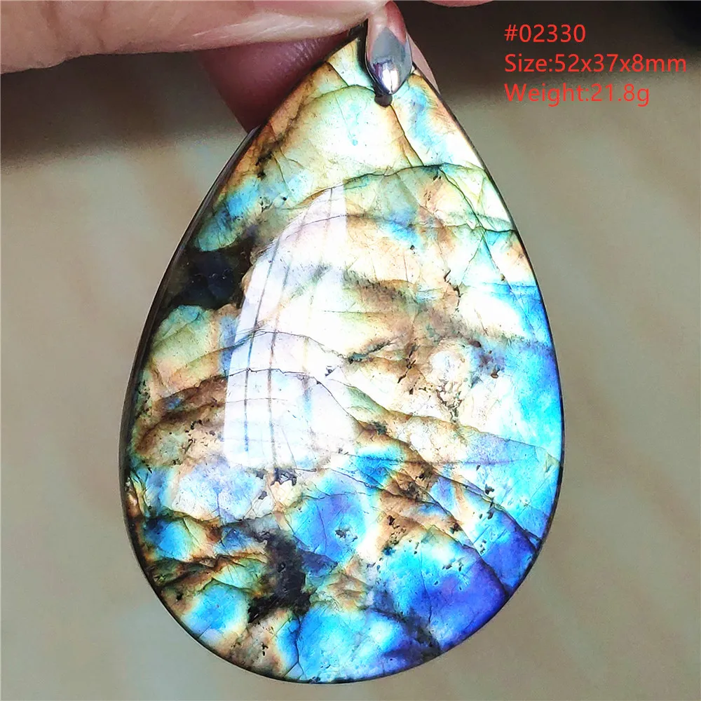 Labradorite Water Drop Pendant, Blue Light Necklace for Her & Him