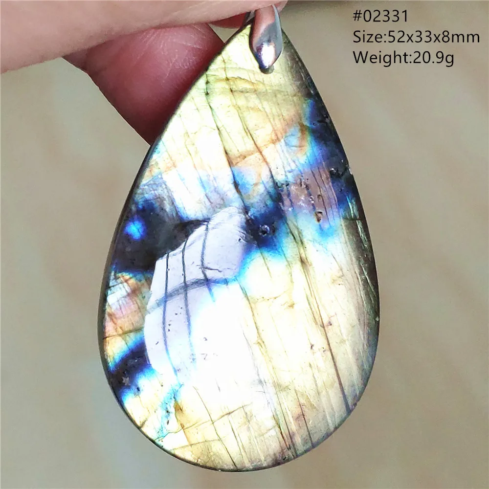 Labradorite Water Drop Pendant, Blue Light Necklace for Her & Him