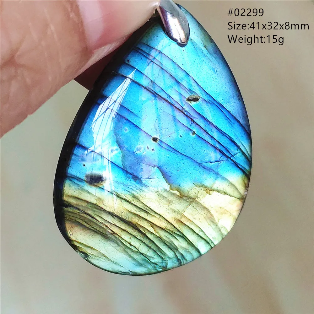 Labradorite Water Drop Pendant, Blue Light Necklace for Her & Him