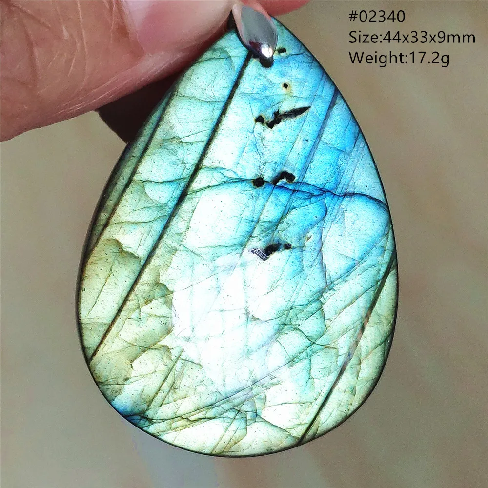 Labradorite Water Drop Pendant, Blue Light Necklace for Her & Him