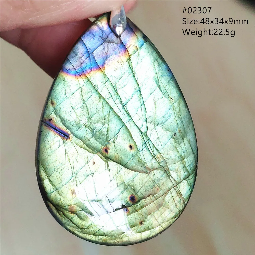 Labradorite Water Drop Pendant, Blue Light Necklace for Her & Him