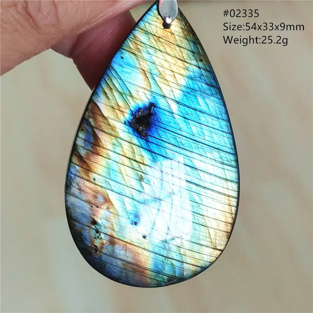 Labradorite Water Drop Pendant, Blue Light Necklace for Her & Him