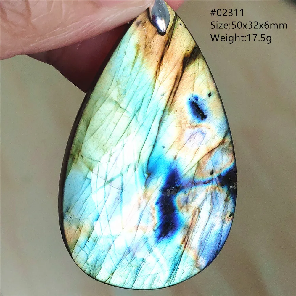 Labradorite Water Drop Pendant, Blue Light Necklace for Her & Him