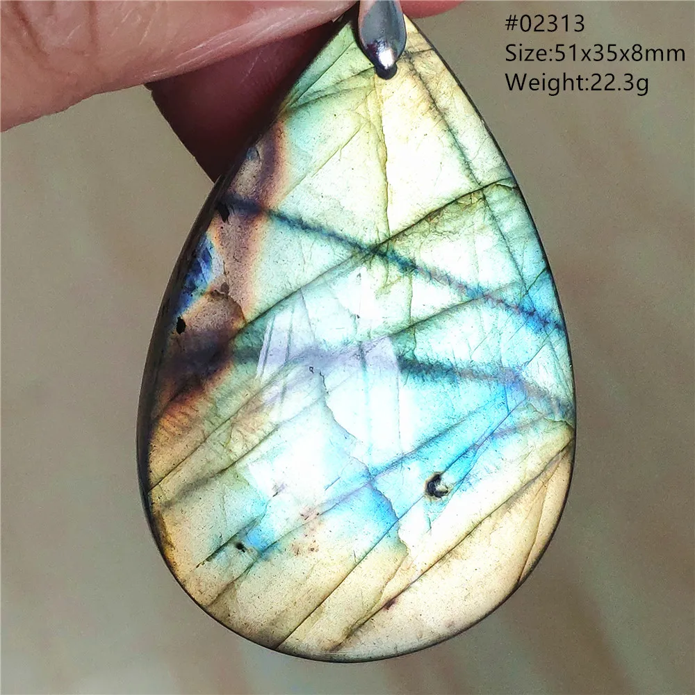 Labradorite Water Drop Pendant, Blue Light Necklace for Her & Him