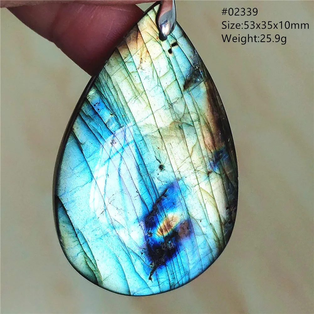 Labradorite Water Drop Pendant, Blue Light Necklace for Her & Him
