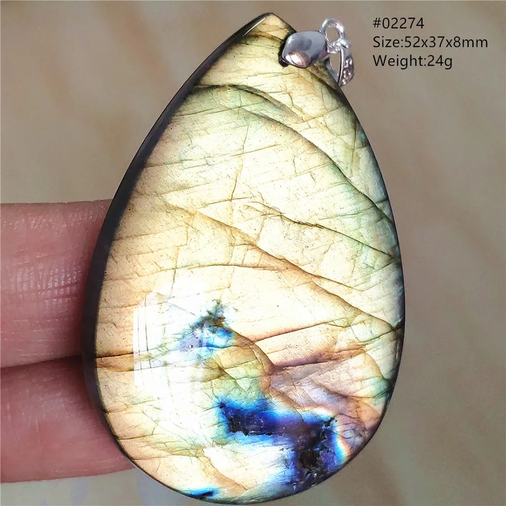 Labradorite Water Drop Pendant, Blue Light Necklace for Her & Him