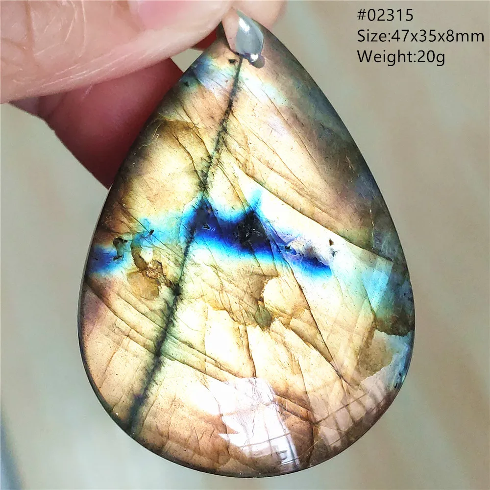 Labradorite Water Drop Pendant, Blue Light Necklace for Her & Him