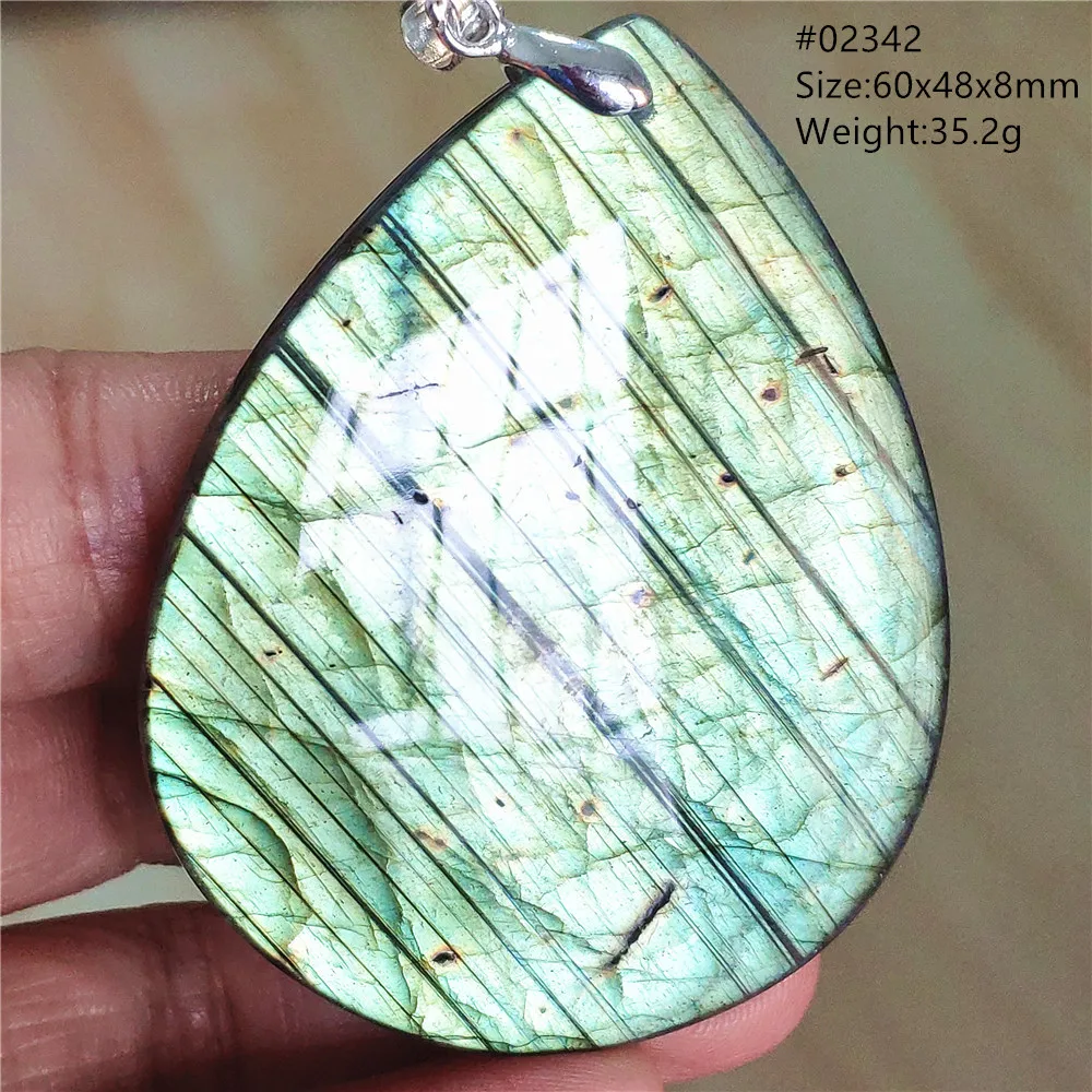 Labradorite Water Drop Pendant, Blue Light Necklace for Her & Him