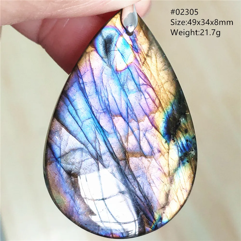 Labradorite Water Drop Pendant, Blue Light Necklace for Her & Him