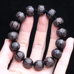 Natural Ebony Beaded Tibetan Buddhist Bracelet - Image 10