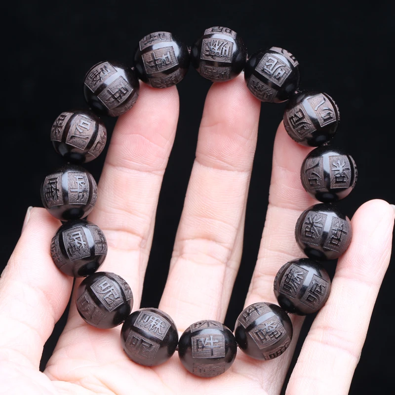 Natural Ebony Beaded Tibetan Buddhist Bracelet