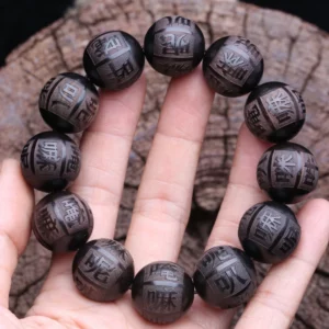 Natural Ebony Beaded Tibetan Buddhist Bracelet - Image 5