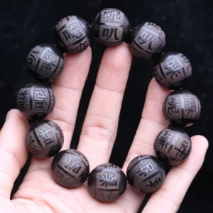 Natural Ebony Beaded Tibetan Buddhist Bracelet - Image 3