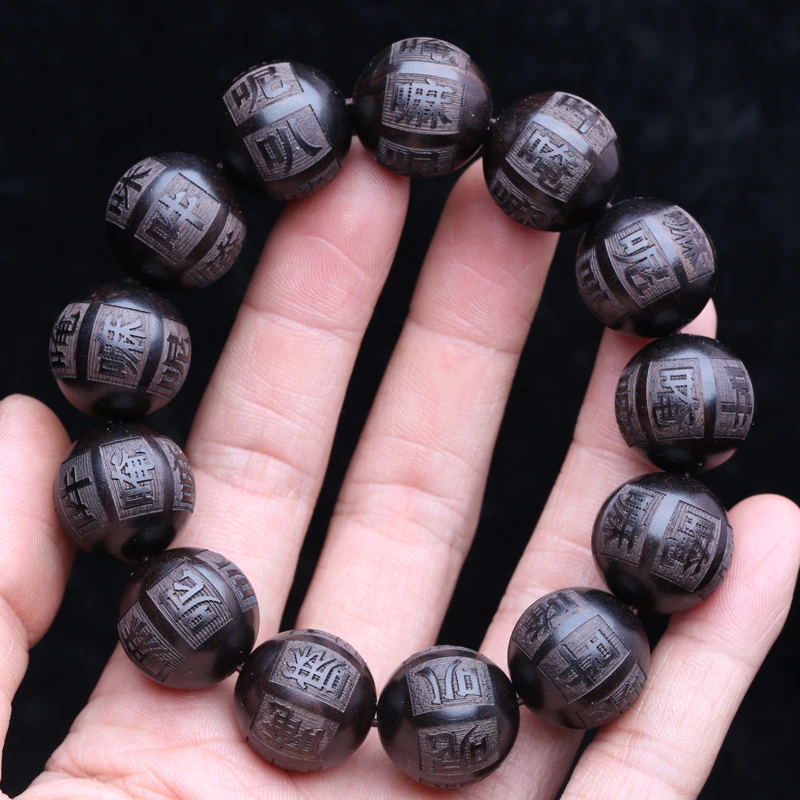 Natural Ebony Beaded Tibetan Buddhist Bracelet