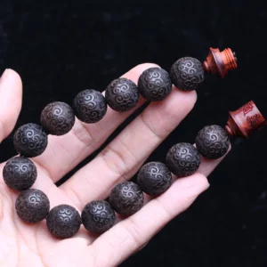 Natural Ebony Auspicious Cloud Beads Prayer Bracelet - Image 4
