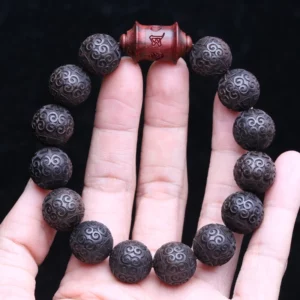 Natural Ebony Auspicious Cloud Beads Prayer Bracelet - Image 7