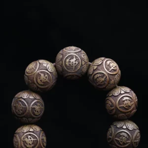 Natural Ebony Wood Meditation Bracelet, 15MM Beads - Image 3