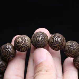 Natural Ebony Wood Meditation Bracelet, 15MM Beads - Image 4