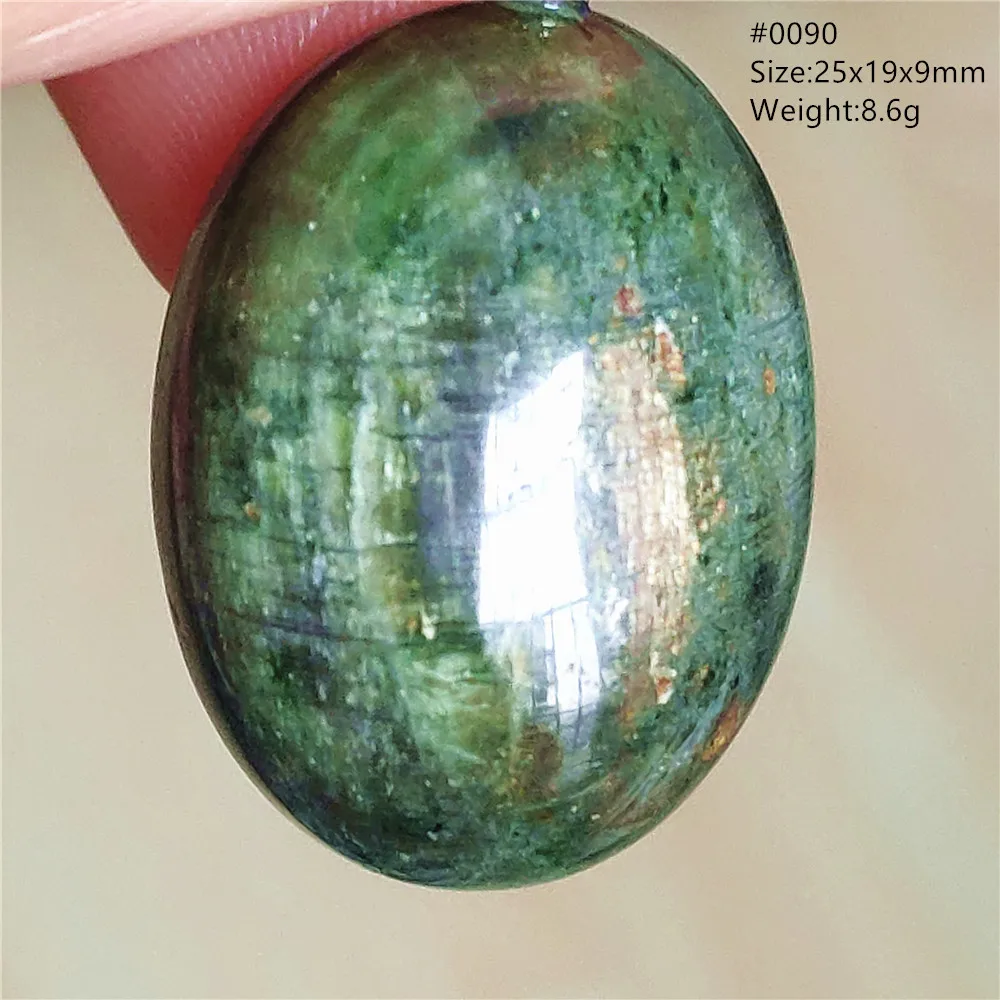 Natural Green Diopside Cat Eye Oval Pendant Necklace