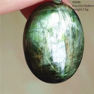 Natural Green Diopside Cat Eye Oval Pendant Necklace - Image 21