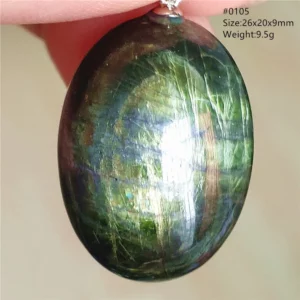 Natural Green Diopside Cat Eye Oval Pendant Necklace - Image 16