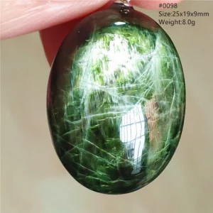 Natural Green Diopside Cat Eye Oval Pendant Necklace - Image 27