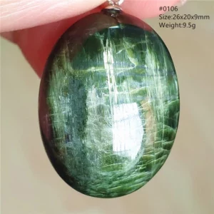Natural Green Diopside Cat Eye Oval Pendant Necklace - Image 20
